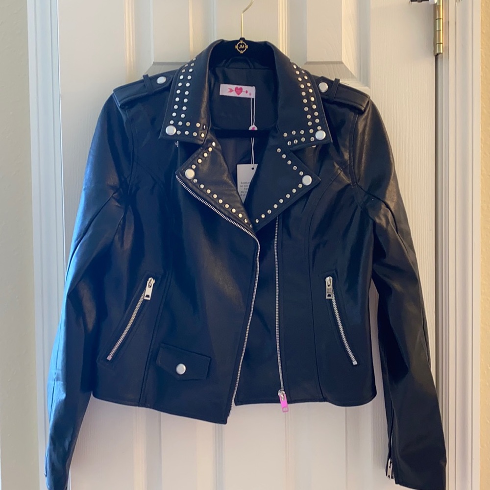 Buddy love black leather jacket. Size medium.